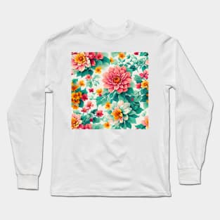 Vintage Flower Pattern Long Sleeve T-Shirt